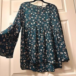 Loft Babydoll Tunic printed top with Bell sleeves